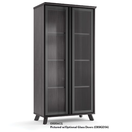 Office Source Sienna Collection 4 Shelf Bookcase Glass Doors Only
