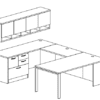 OFGO Modern Series U-Shaped Desk with Wall Mount Storage - Image 2